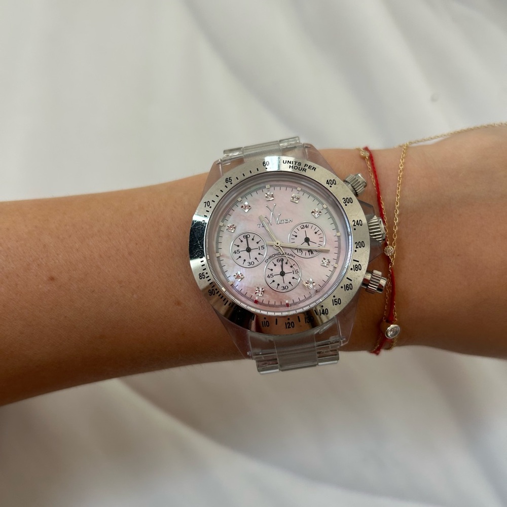 TOYWATCH Sterling Silver & Pink Pearl Face